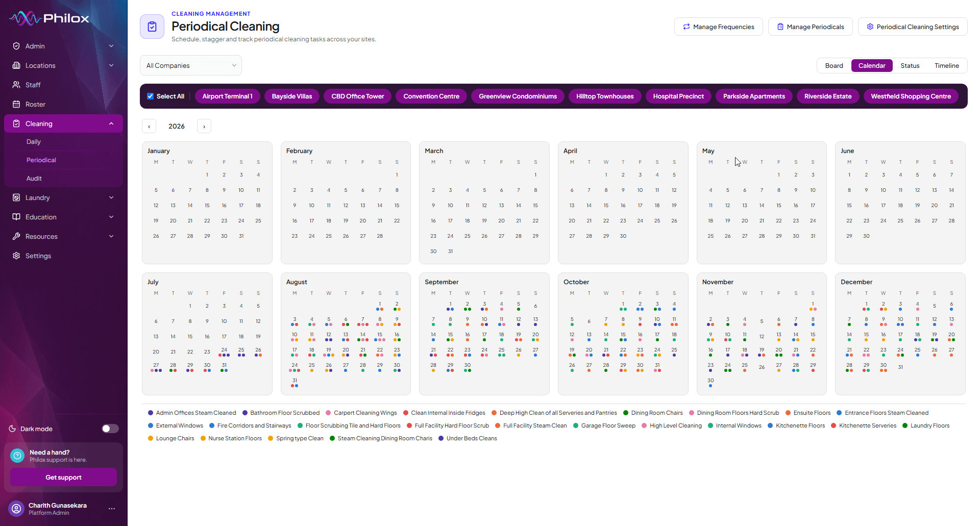 Year at a glance calendar